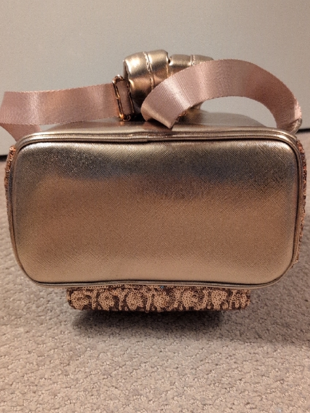 Loungefly Disney Parks Rose Gold Sequin Minnie Mouse Mini Backpack and Ears - Picture 8 of 9